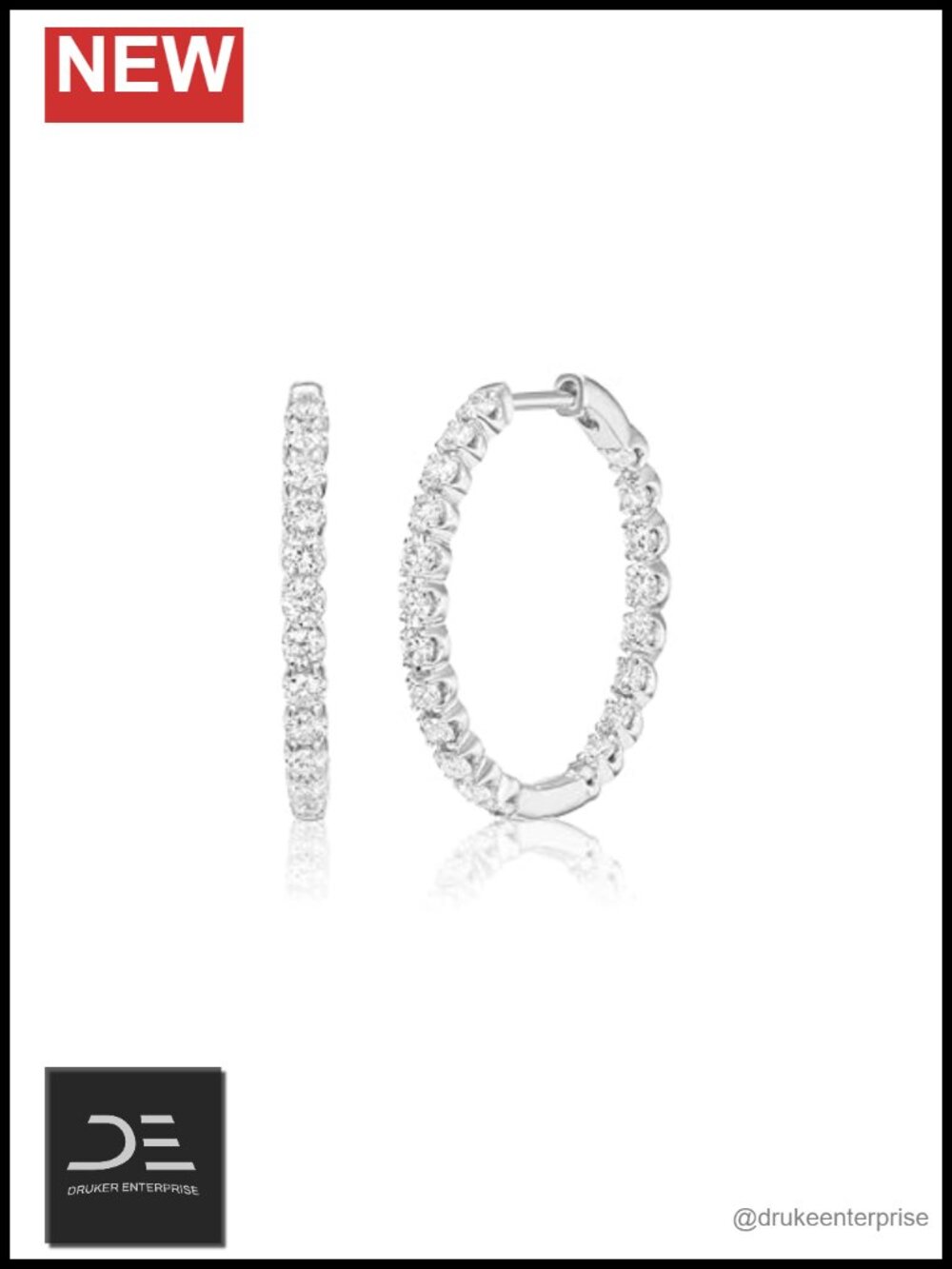Lab Grown Diamond Hoop Earrings 10K White Gold IGI Certified 0.50 CTW